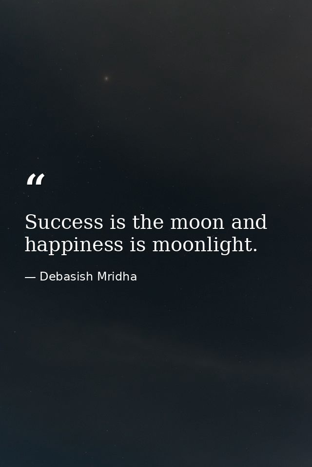 Success is the moon and happiness is moonlight. — Debasish Mridha