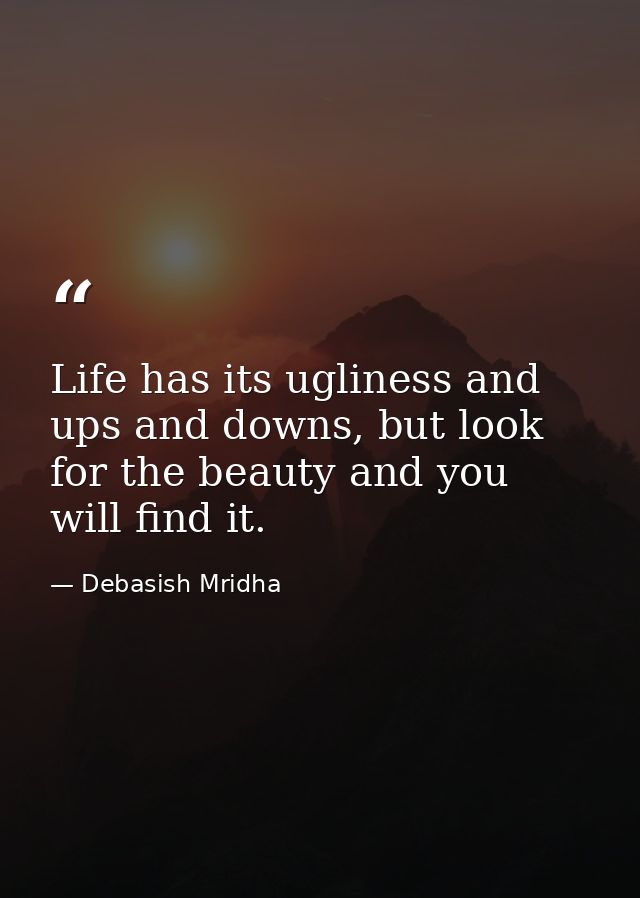 Life has its ugliness and ups and downs, but look for the beauty and you will find it. — Debasish Mridha