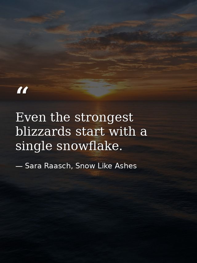 Even the strongest blizzards start with a single snowflake. — Sara Raasch, Snow Like Ashes