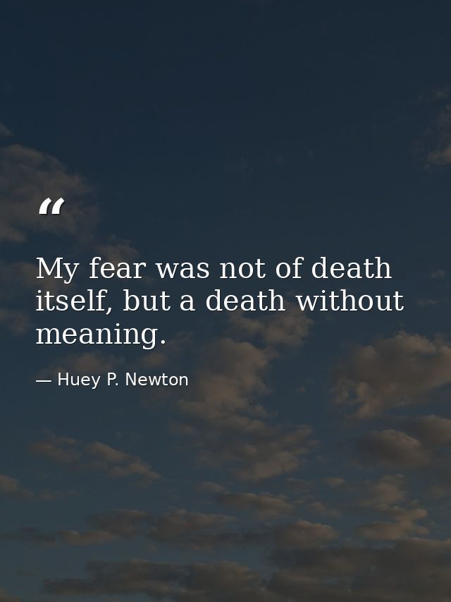 My fear was not of death itself, but a death without meaning. — Huey P. Newton