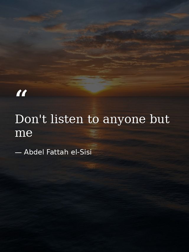 Don't listen to anyone but me — Abdel Fattah el-Sisi