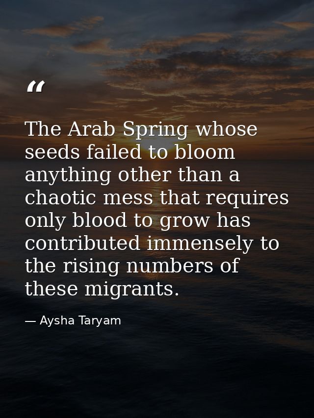 The Arab Spring whose seeds failed to bloom anything other than a chaotic mess that requires only blood to grow has cont — Aysha Taryam