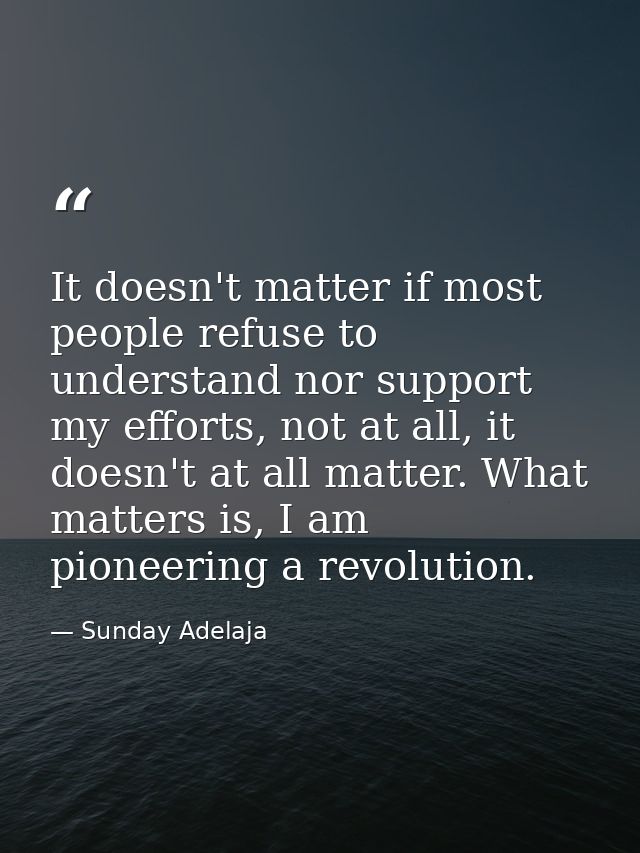 It doesn't matter if most people refuse to understand nor support my efforts, not at all, it doesn't at all matter. What — Sunday Adelaja