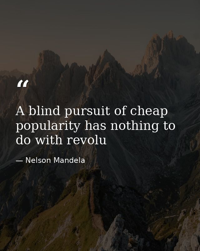 A blind pursuit of cheap popularity has nothing to do with revolu — Nelson Mandela