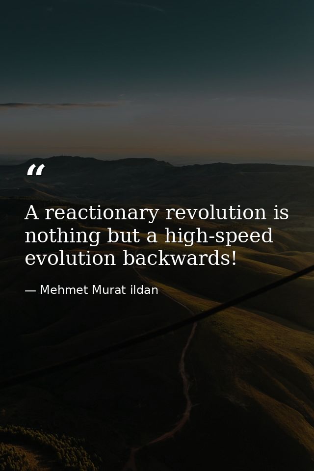 A reactionary revolution is nothing but a high-speed evolution backwards! — Mehmet Murat ildan