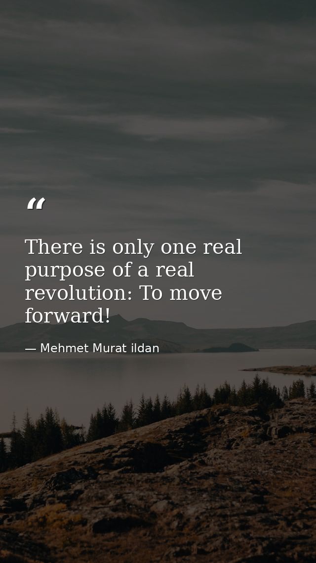 There is only one real purpose of a real revolution: To move forward! — Mehmet Murat ildan