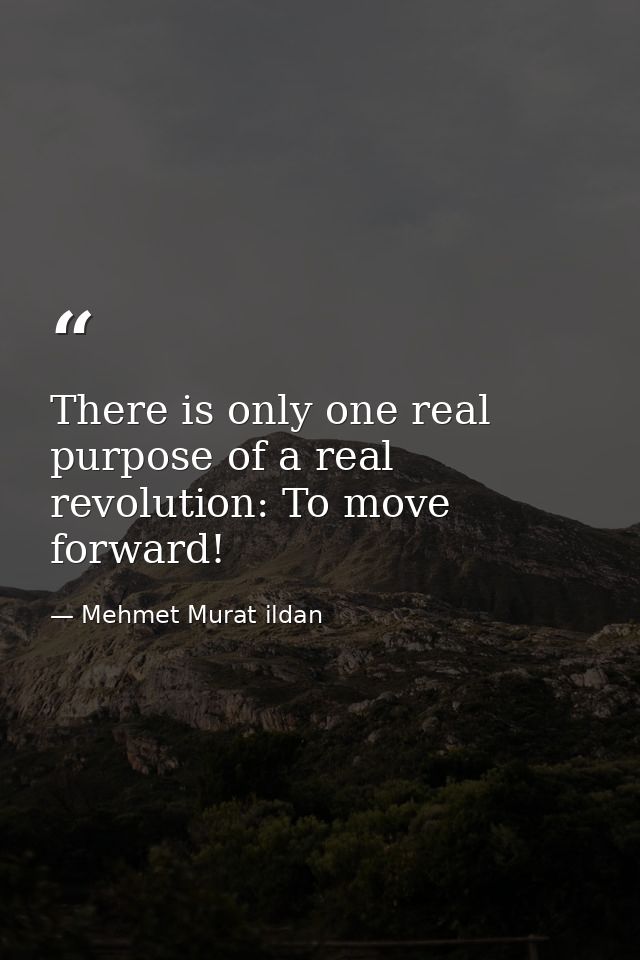 There is only one real purpose of a real revolution: To move forward! — Mehmet Murat ildan