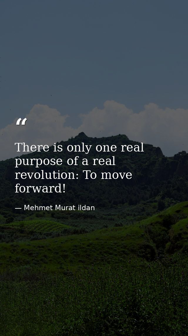 There is only one real purpose of a real revolution: To move forward! — Mehmet Murat ildan