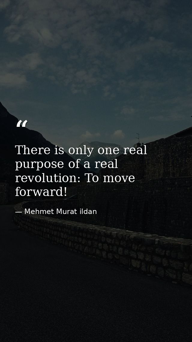 There is only one real purpose of a real revolution: To move forward! — Mehmet Murat ildan