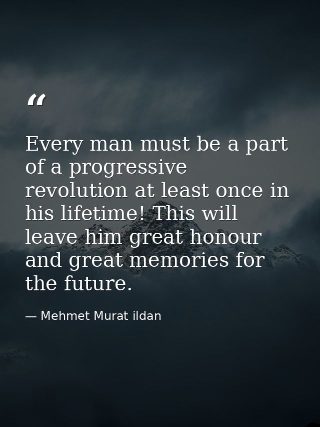 Every man must be a part of a progressive revolution at least once in his lifetime! This will leave him great honour and — Mehmet Murat ildan