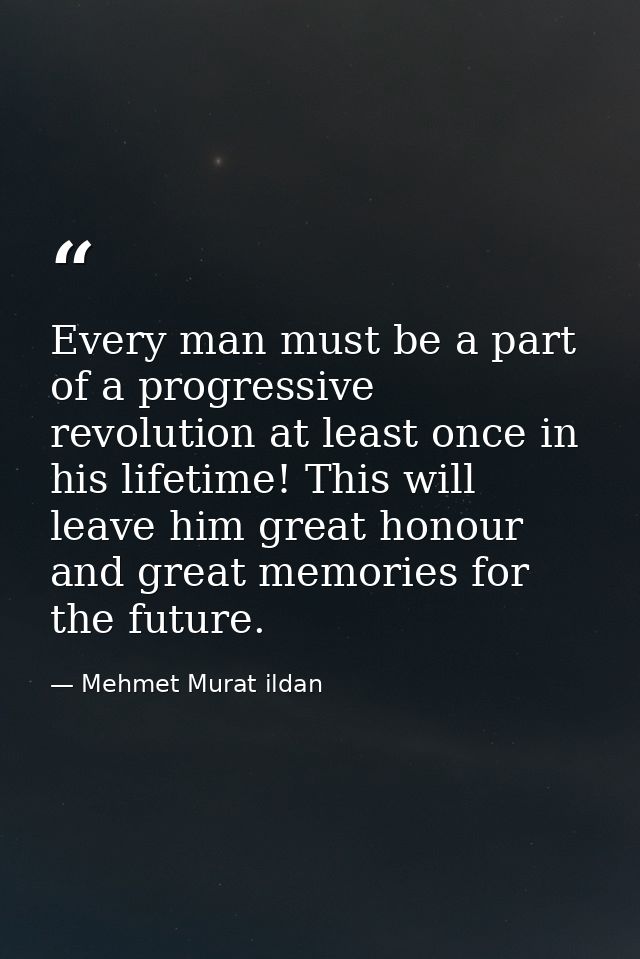 Every man must be a part of a progressive revolution at least once in his lifetime! This will leave him great honour and — Mehmet Murat ildan