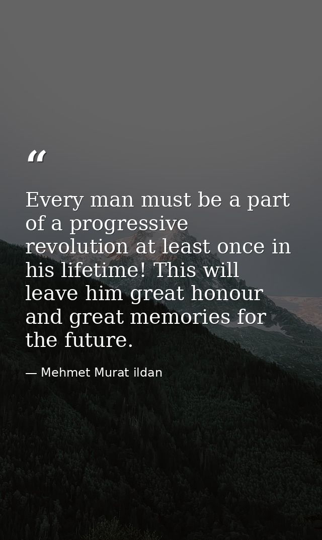 Every man must be a part of a progressive revolution at least once in his lifetime! This will leave him great honour and — Mehmet Murat ildan