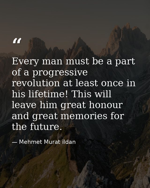 Every man must be a part of a progressive revolution at least once in his lifetime! This will leave him great honour and — Mehmet Murat ildan