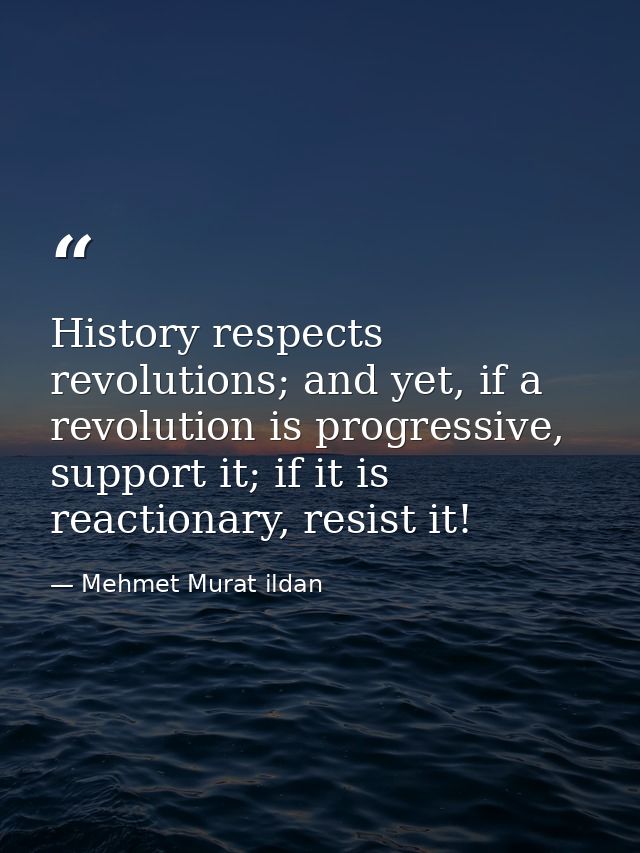History respects revolutions; and yet, if a revolution is progressive, support it; if it is reactionary, resist it! — Mehmet Murat ildan