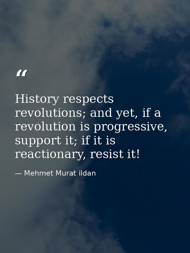 History respects revolutions; and yet, if a revolution is progressive, support it; if it is reactionary, resist it! — Mehmet Murat ildan