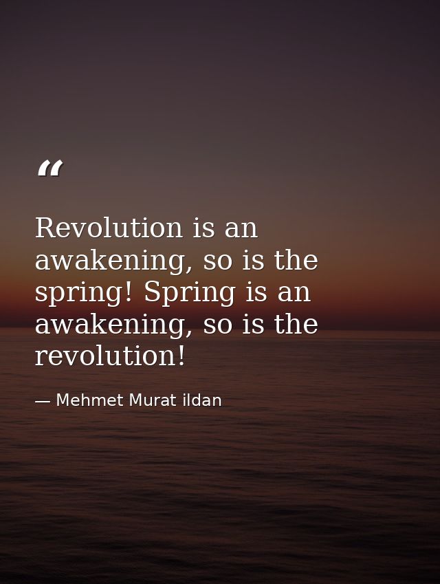 Revolution is an awakening, so is the spring! Spring is an awakening, so is the revolution! — Mehmet Murat ildan