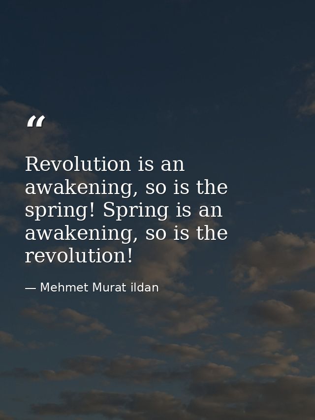 Revolution is an awakening, so is the spring! Spring is an awakening, so is the revolution! — Mehmet Murat ildan