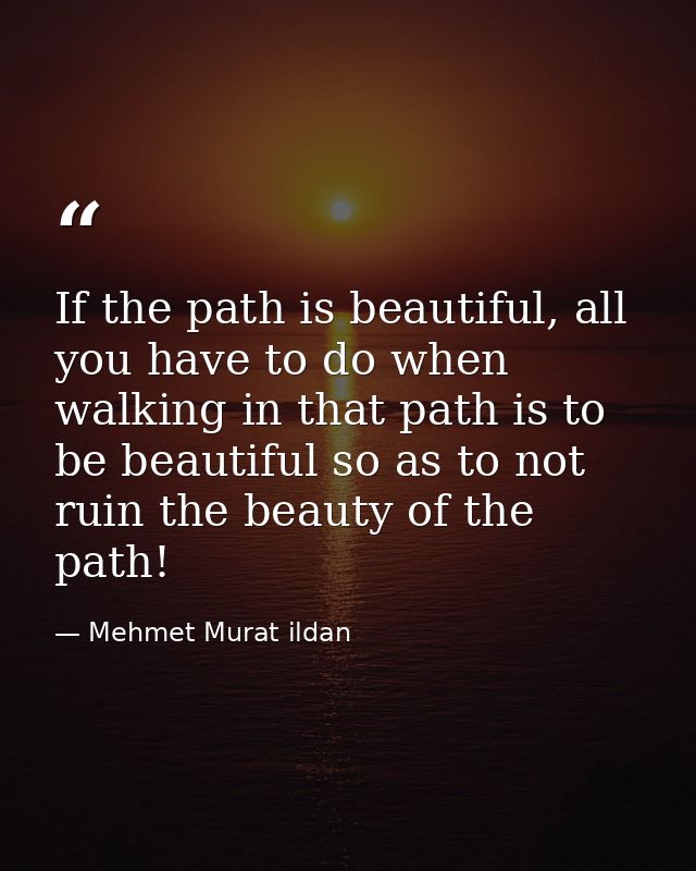 If the path is beautiful, all you have to do when walking in that path is to be beautiful so as to not ruin the beauty o — Mehmet Murat ildan