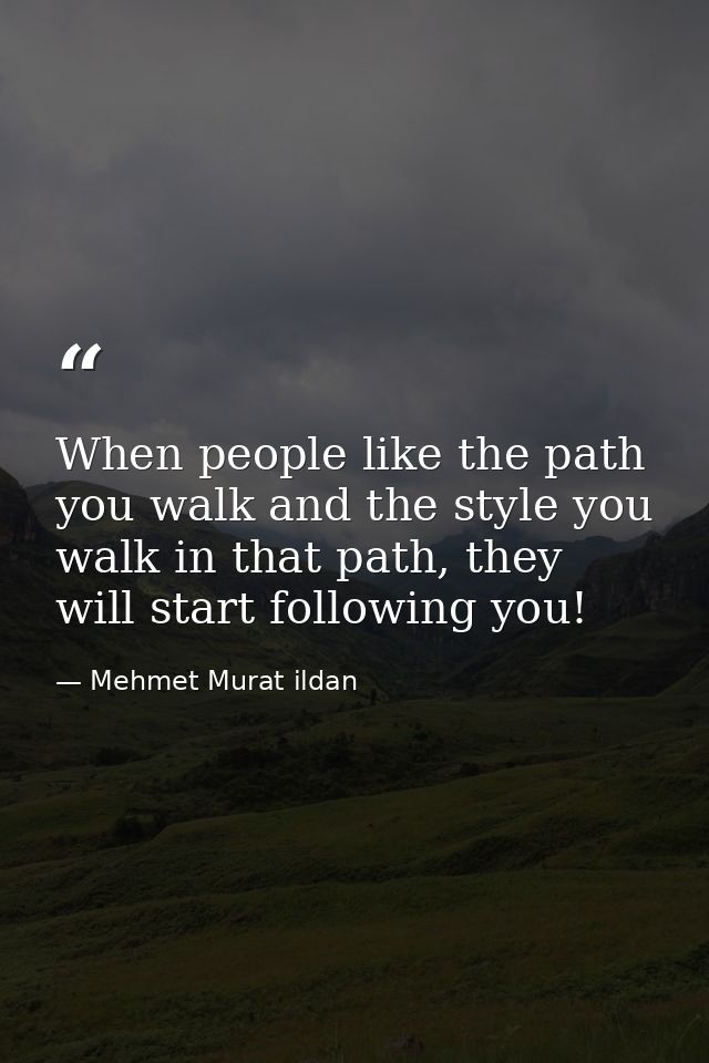 When people like the path you walk and the style you walk in that path, they will start following you! — Mehmet Murat ildan