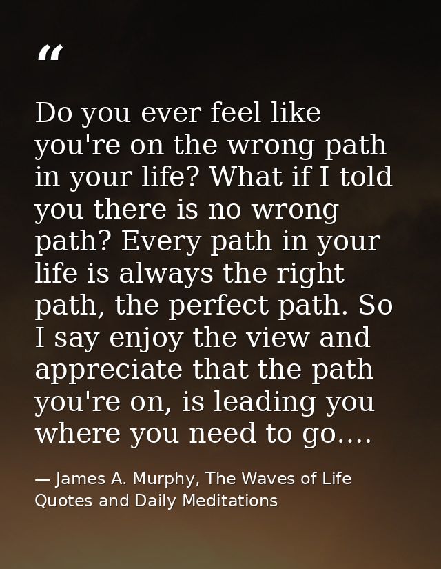 Do you ever feel like you're on the wrong path in your life? What if I told you there is no wrong path? Every path in yo — James A. Murphy, The Waves of Life Quotes and Daily Meditations