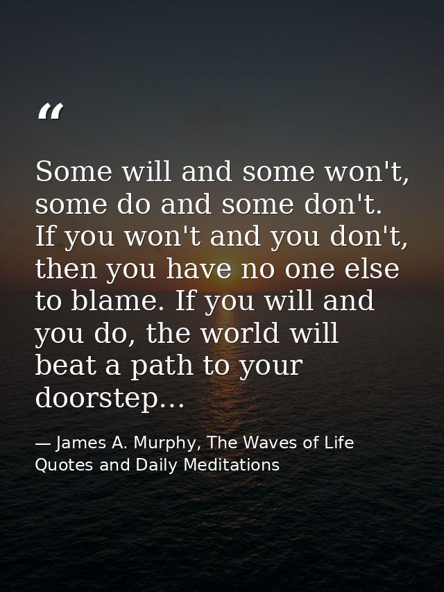 Some will and some won't, some do and some don't. If you won't and you don't, then you have no one else to blame. If you — James A. Murphy, The Waves of Life Quotes and Daily Meditations