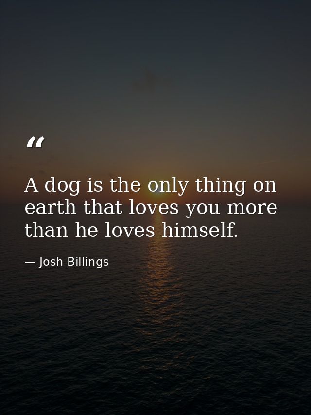A dog is the only thing on earth that loves you more than he loves himself. — Josh Billings