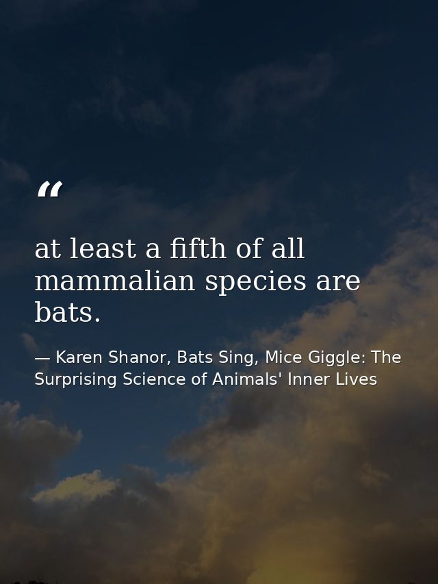 at least a fifth of all mammalian species are bats. — Karen Shanor, Bats Sing, Mice Giggle: The Surprising Science of Animals' Inner Lives