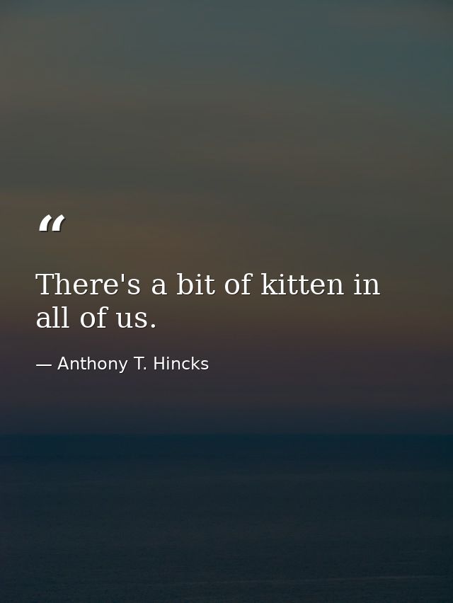 There's a bit of kitten in all of us. — Anthony T. Hincks