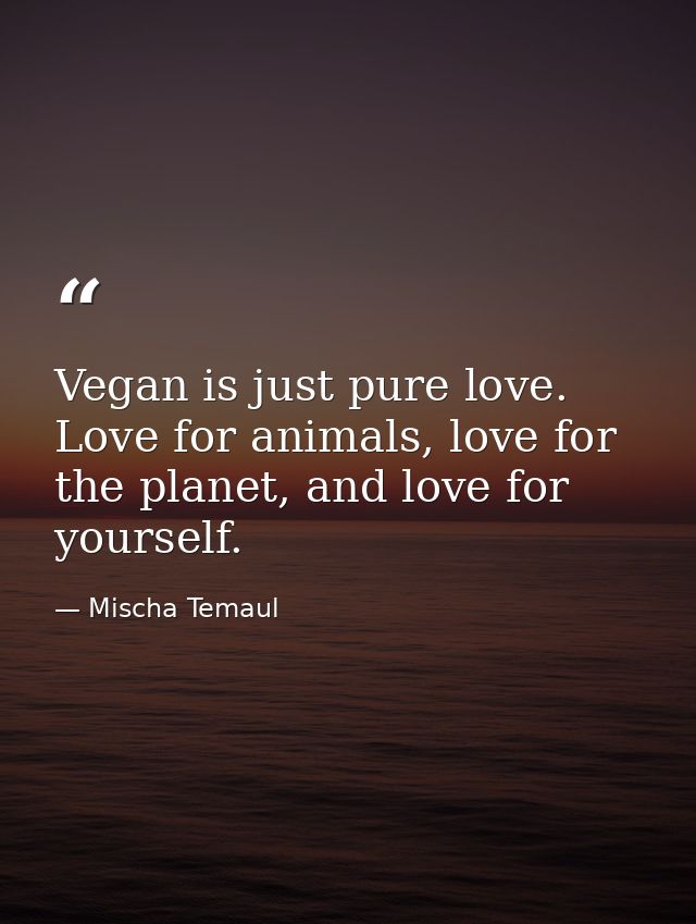 Vegan is just pure love. Love for animals, love for the planet, and love for yourself. — Mischa Temaul