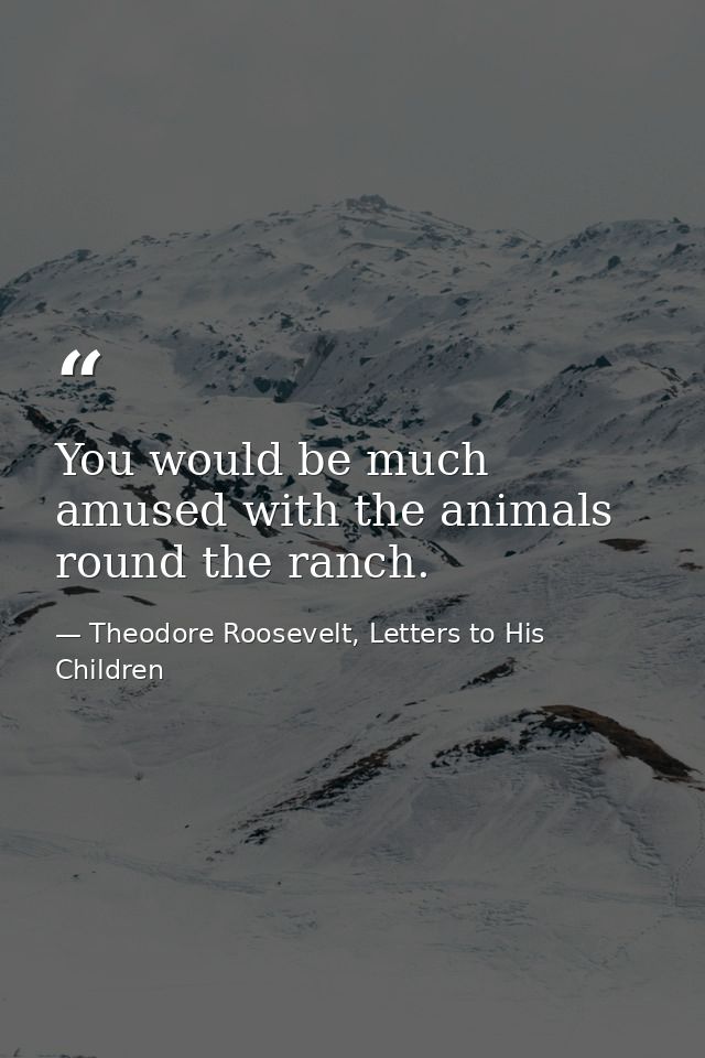 You would be much amused with the animals round the ranch. — Theodore Roosevelt, Letters to His Children