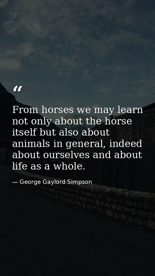 From horses we may learn not only about the horse itself but also about animals in general, indeed about ourselves and a — George Gaylord Simpson