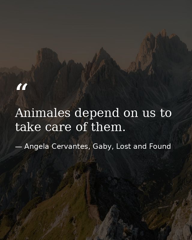 Animales depend on us to take care of them. — Angela Cervantes, Gaby, Lost and Found