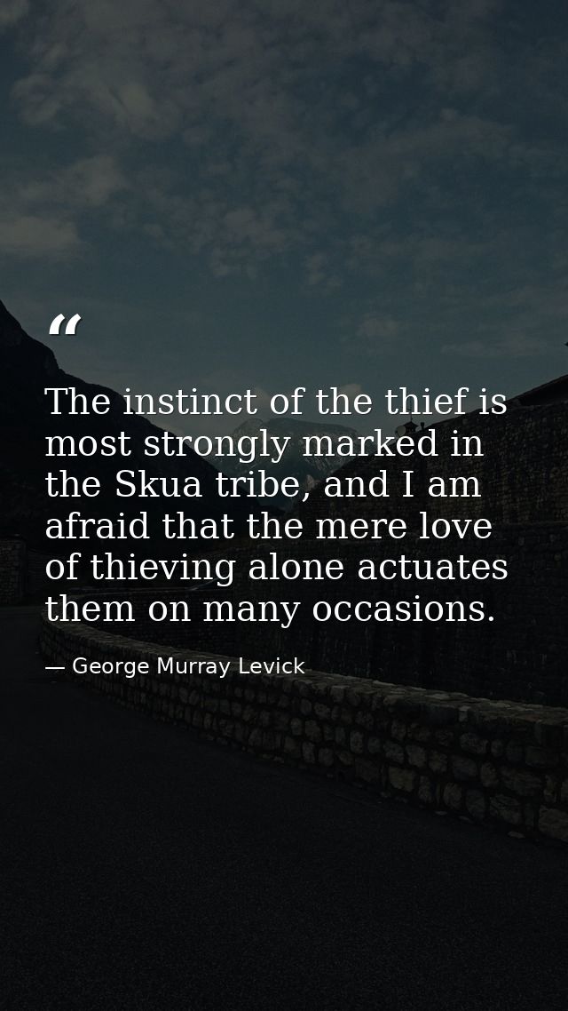The instinct of the thief is most strongly marked in the Skua tribe, and I am afraid that the mere love of thieving alon — George Murray Levick