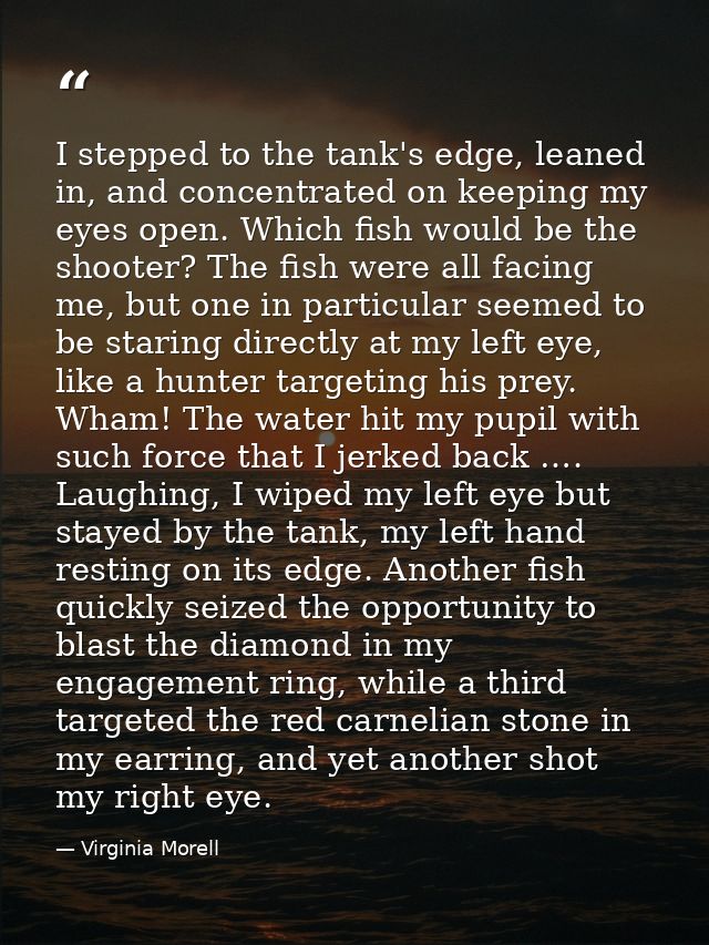 I stepped to the tank's edge, leaned in, and concentrated on keeping my eyes open. Which fish would be the shooter? The  — Virginia Morell
