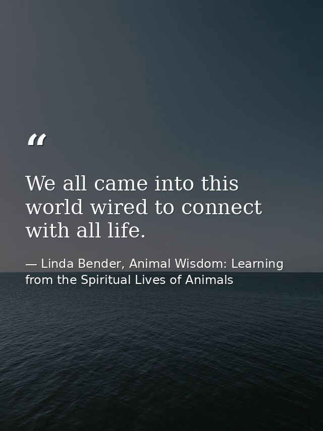 We all came into this world wired to connect with all life. — Linda Bender, Animal Wisdom: Learning from the Spiritual Lives of Animals