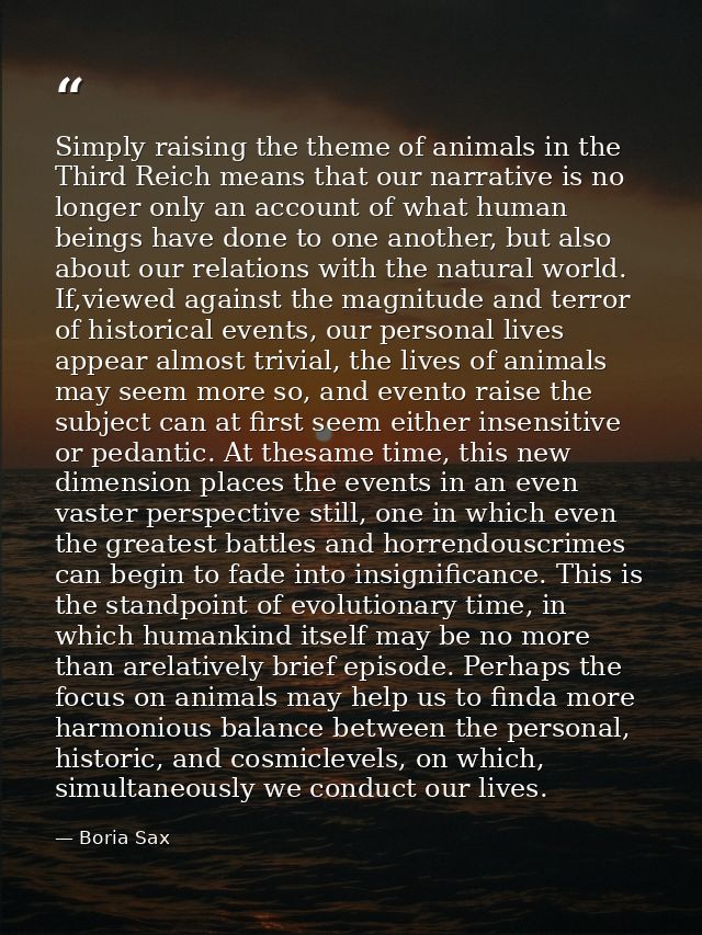 Simply raising the theme of animals in the Third Reich means that our narrative is no longer only an account of what hum — Boria Sax