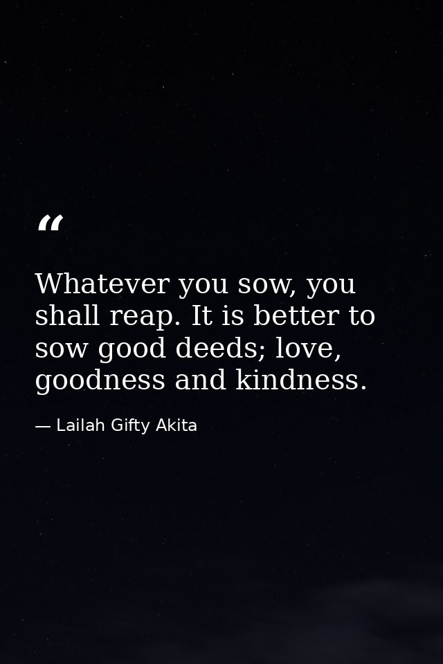 Whatever you sow, you shall reap. It is better to sow good deeds; love, goodness and kindness. — Lailah Gifty Akita