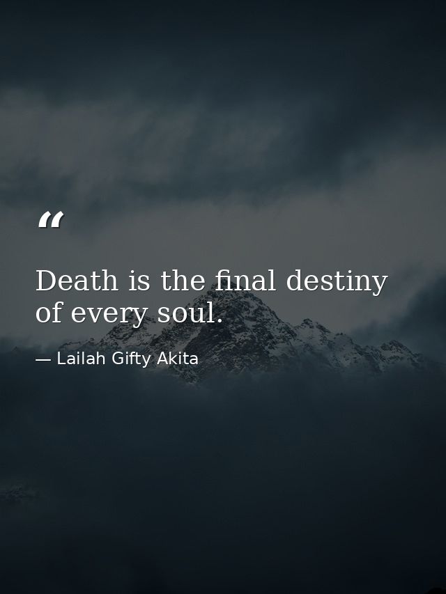 Death is the final destiny of every soul. — Lailah Gifty Akita