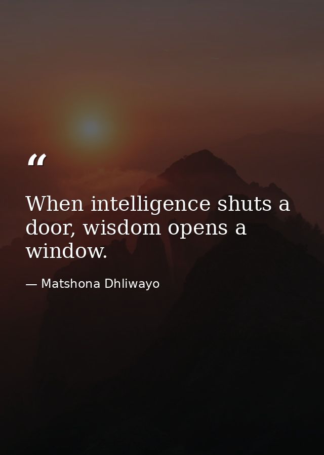 When intelligence shuts a door, wisdom opens a window. — Matshona Dhliwayo