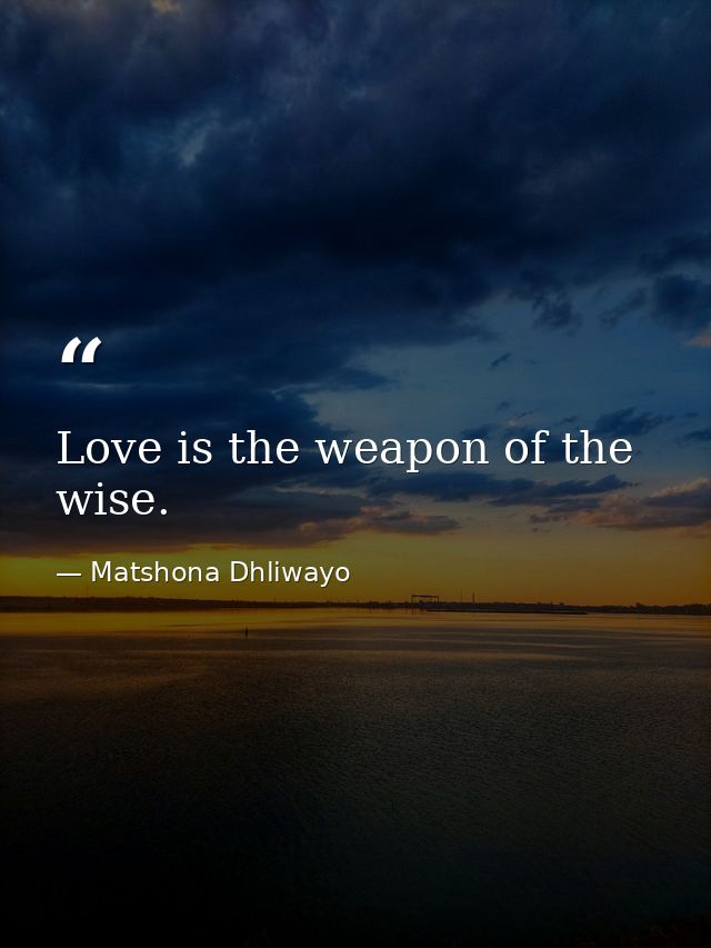 Love is the weapon of the wise. — Matshona Dhliwayo