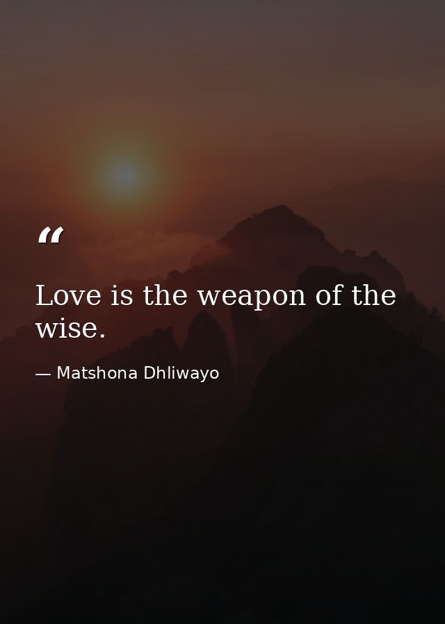 Love is the weapon of the wise. — Matshona Dhliwayo