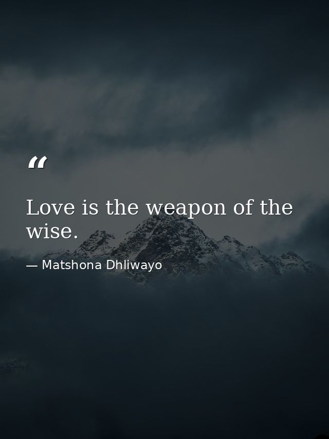 Love is the weapon of the wise. — Matshona Dhliwayo