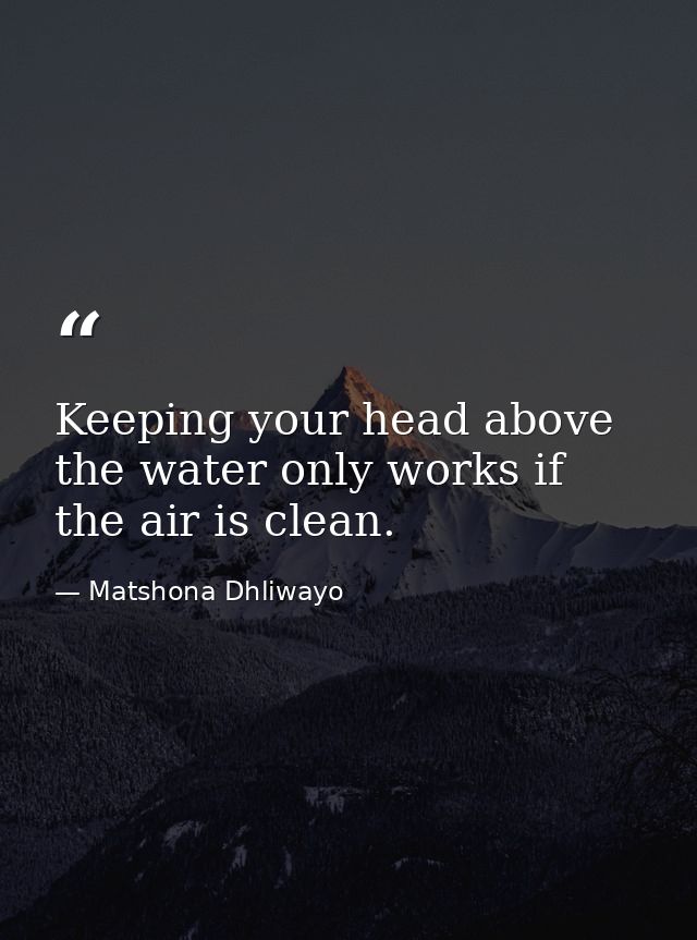 Keeping your head above the water only works if the air is clean. — Matshona Dhliwayo