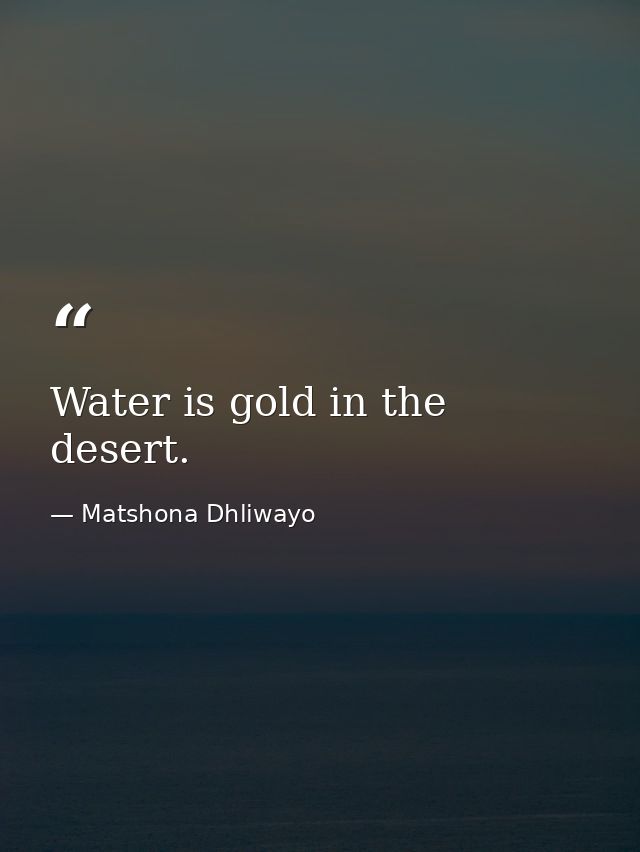 Water is gold in the desert. — Matshona Dhliwayo