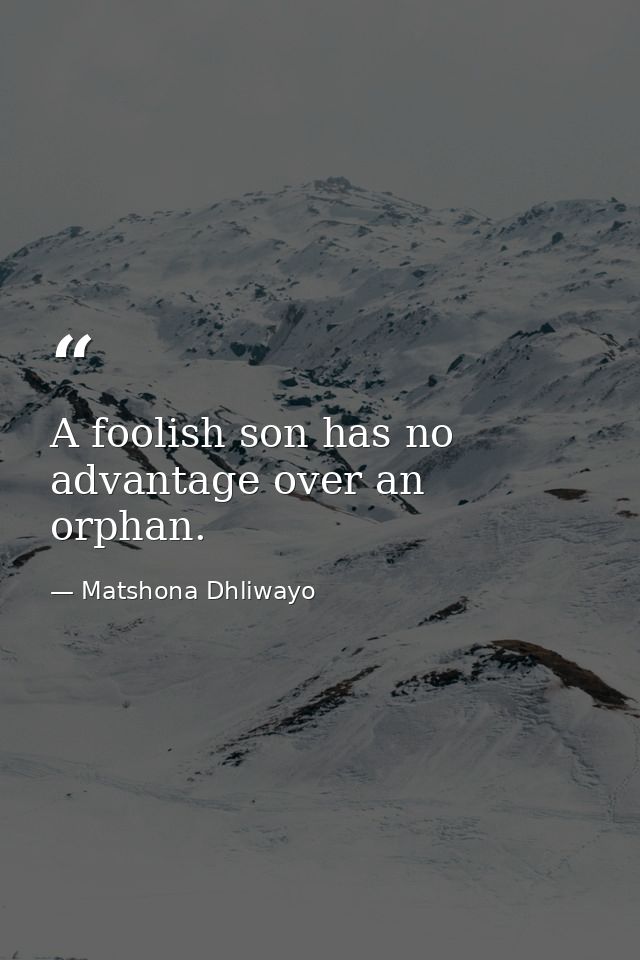 A foolish son has no advantage over an orphan. — Matshona Dhliwayo