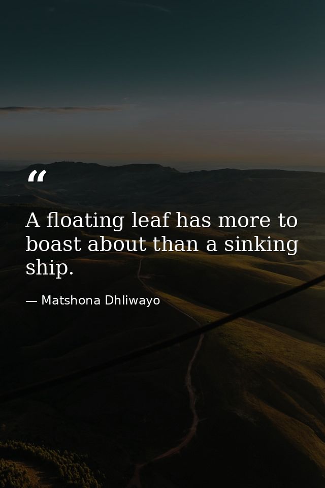 A floating leaf has more to boast about than a sinking ship. — Matshona Dhliwayo