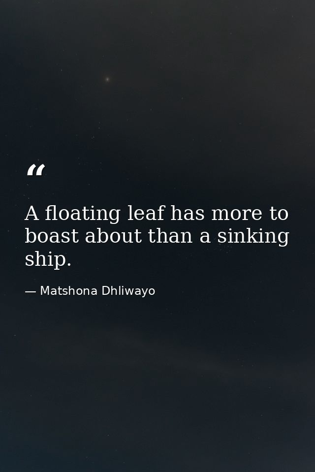 A floating leaf has more to boast about than a sinking ship. — Matshona Dhliwayo