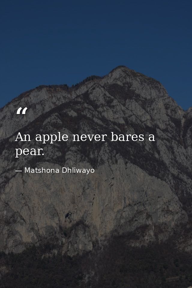 An apple never bares a pear. — Matshona Dhliwayo