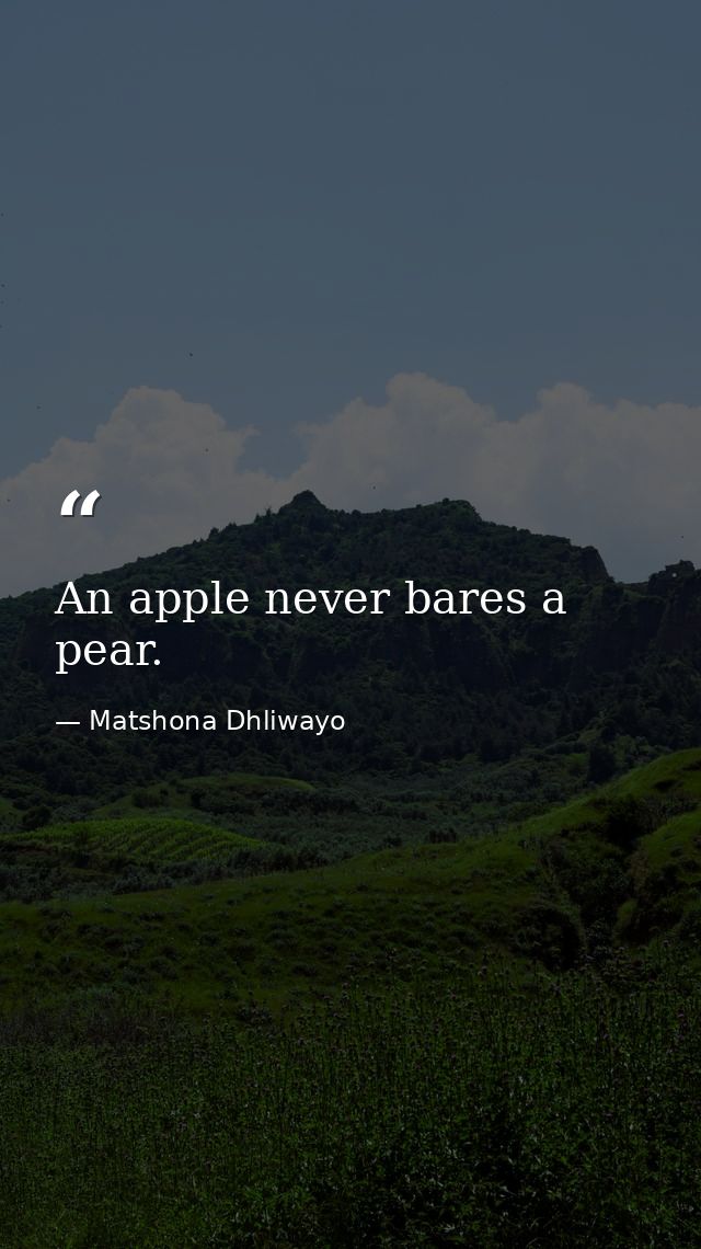 An apple never bares a pear. — Matshona Dhliwayo