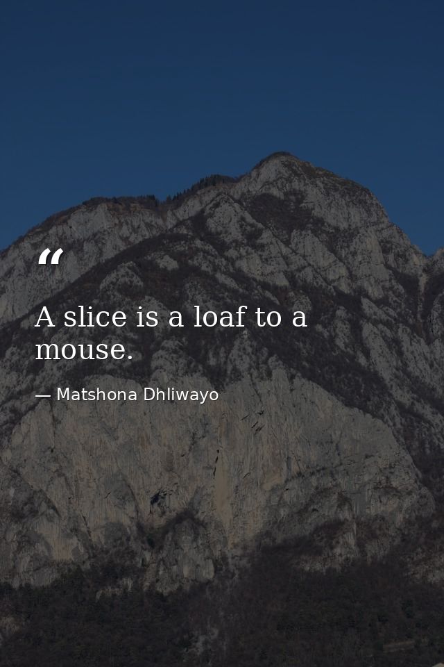 A slice is a loaf to a mouse. — Matshona Dhliwayo
